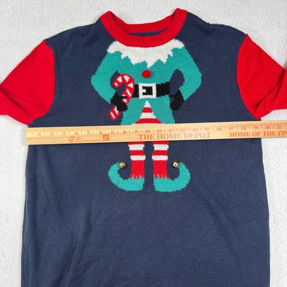 H&M Knit Elf design with Bells Christmas Sweater Small Christmas Sweater Party - Picture 6 of 10